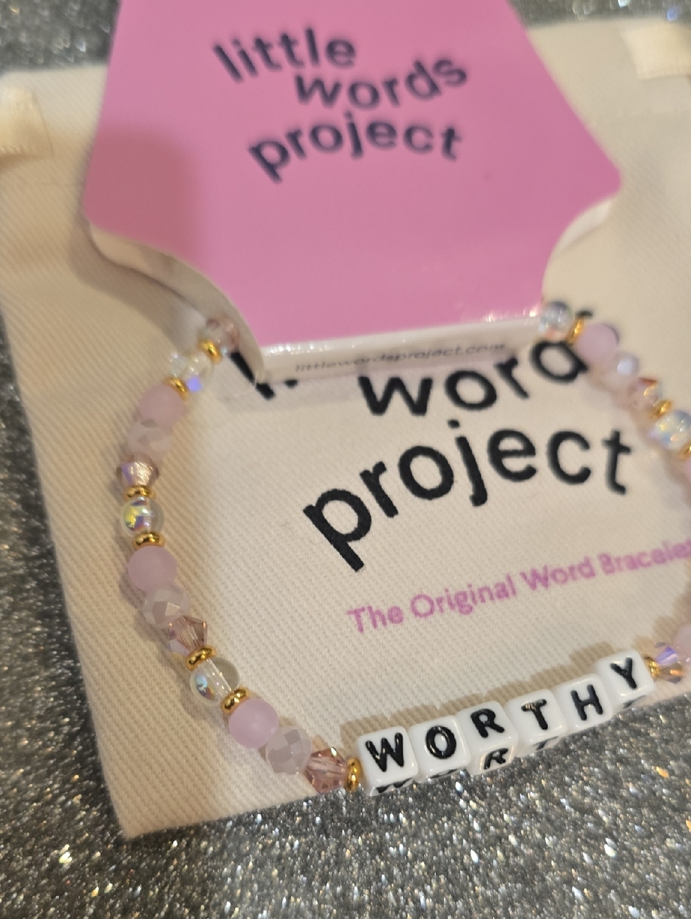 Little Words Project "WORTHY" Beaded Stretch Bracelet - Picture 7 of 7